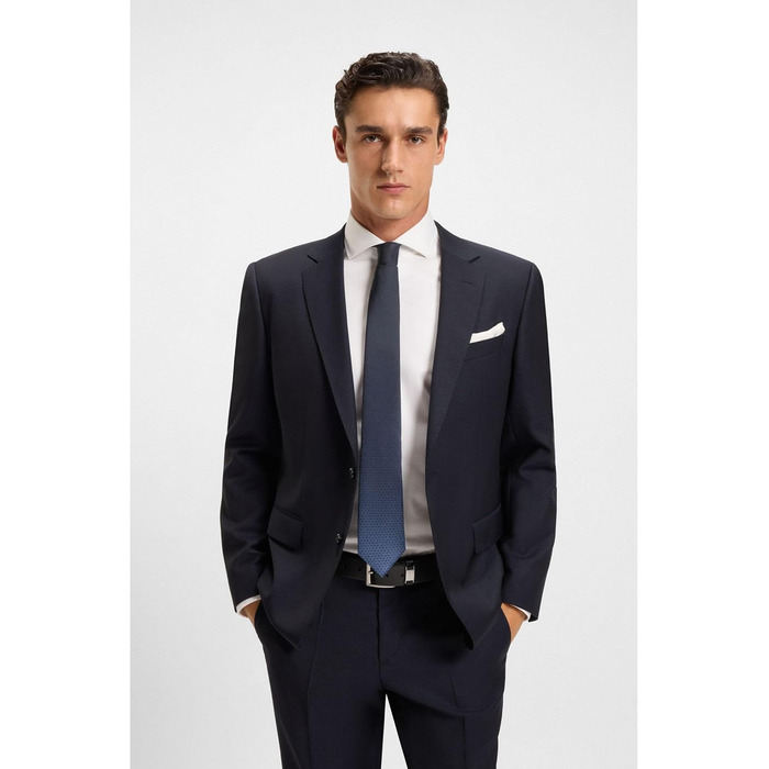 Чоловічий шкіряний ремінь BOSS Connio з логотипом та металевими деталями, чорний 95-001