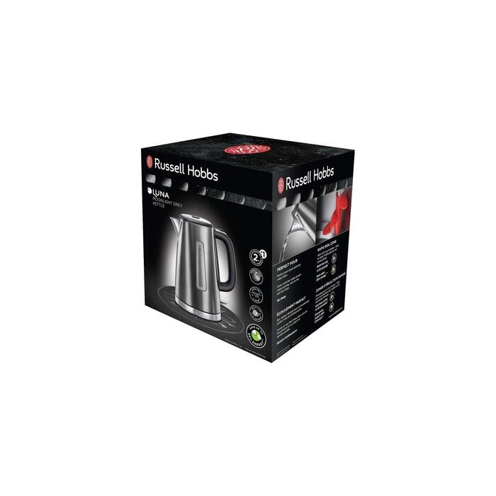 Електричний чайник Russell Hobbs Luna 23211-70 зі сталі, 1.7 л, 2400 Вт, сірий — з функцією швидкого закипання та фільтром від накипу