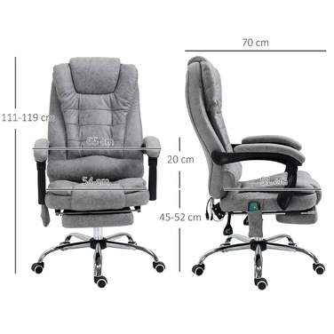 Vinsetto Office Chair with Massage Function, Ergonomic Desk Chair with Recline and Heat Function, Remote Control, Gray