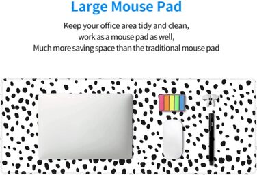Килимок для миші Japanisches Mauspad, 90 x 40 см, в стилі аніме, арт-дизайн, великий килимок для геймінгу, клавіатури, для дому та офісу (XX-Large, чорний, білий, у горошок)