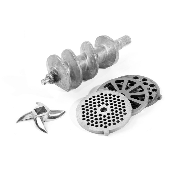 М'ясорубка електрична HENDI з насадками для ковбас, стейків та 3 трубочками для фаршу, 400 Вт, рожева