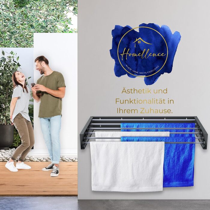 Настінна сушарка для білизни Homellence - висувна, 3.50м, білий/антрацит