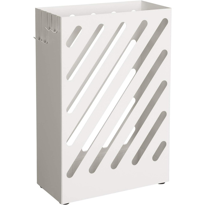 SONGMICS Rectangular Metal Umbrella Stand with Hooks and Water Tray - White LUC03WT