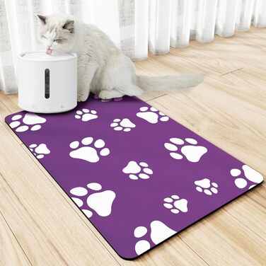 Підкладка під миску для кота JanYoo 50x35 см, вологостійка, неслизька, сіра/фіолетова