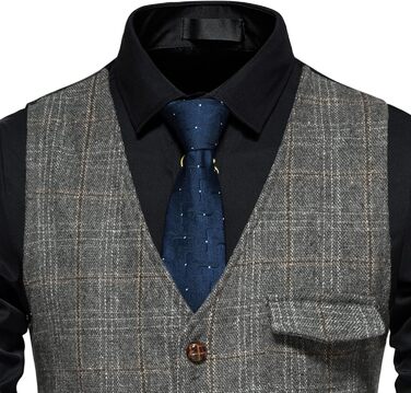 Чоловіча жилетка в клітинку Tweed, сіра, з кишенею. Ідеальна для бізнесу та відпочинку (S)