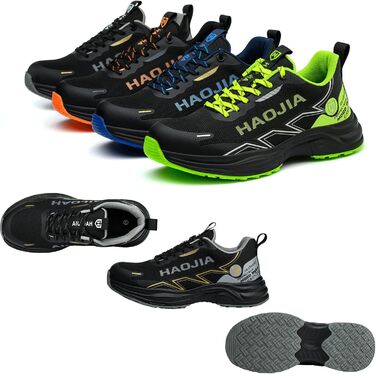 Черевики безпеки для чоловіків та жінок, робочі черевики, легкі, зручні, з металевим носком, дихаючі, антиковзаючі, для будівництва, майстерні, складу, саду, 43 EU, чорні