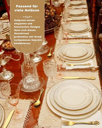 Набір столових приборів Retro Gold на 6 осіб, 24 предмети, нержавіюча сталь, античний бароковий дизайн, золотий колір