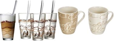 Ritzenhoff & Breker Latte Macchiato Glasses Set, 4 pieces & Cornello Coffee Cup Set, 2-piece, Cream, 300 ml, 2 pieces (1 pack)