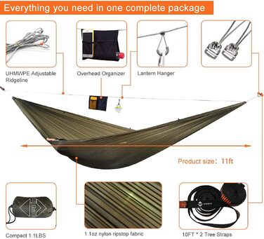 onewind Lightweight Camping Hammock for Backpackers, Portable, Compact, Ideal for Hiking, Camping, and Travel