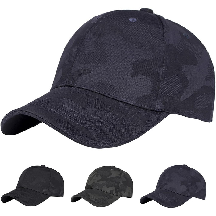 Кепка бейсболка iMeshbean для чоловіків та жінок, регульована, камуфляжний принт, snapback, літня, повсякденна, для спорту, подорожей, відпочинку, універсальний розмір, темно-зелений (універсальний розмір, синій)