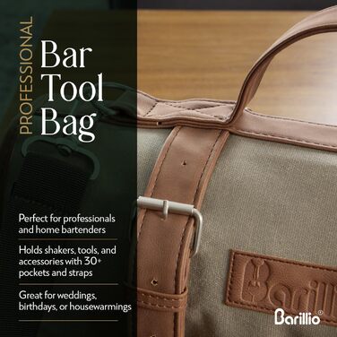 Набір бармена Barillio 17 предметів з кейсом з вощеного канвасу, професійний барний аксесуар для дому та кафе