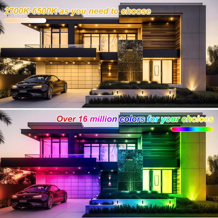 LED Floodlights Outdoor, 100W Smart RGB Floodlights with Remote Control and Bluetooth App, LED Floodlight Spotlights Color Changing Projector, IP66 Waterproof Floodlight for Gardens, Patios (2 Pack)