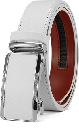 Чоловічий шкіряний ремінь DOOPAI з автоматичною застібкою, 35 мм, без отворів, регульований розмір, для ділового костюма, білий, 115 см (32-36 дюймів)