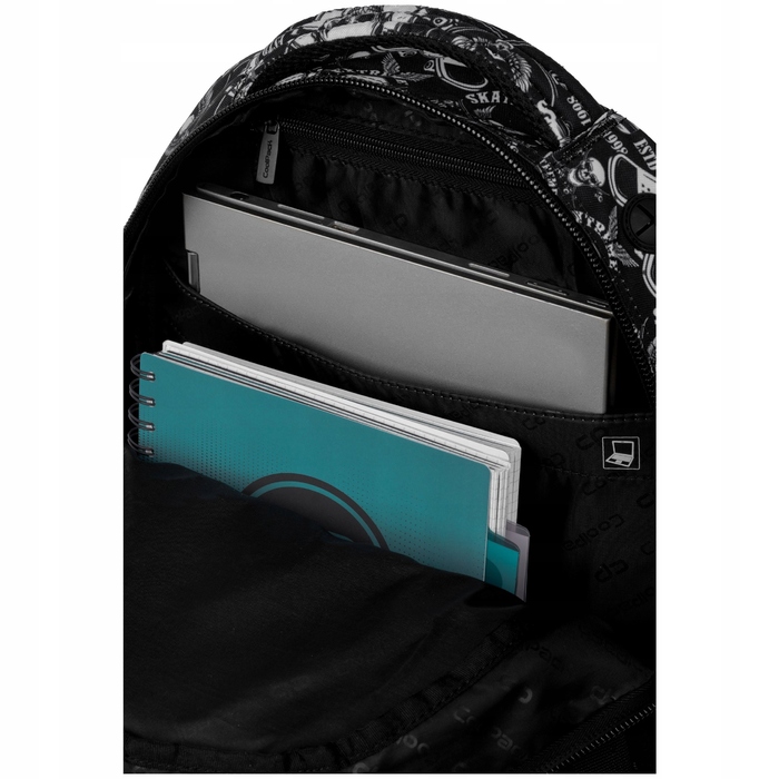 Шкільний рюкзак CoolPack 29 л, багатокамерний, білий/чорний/сірий