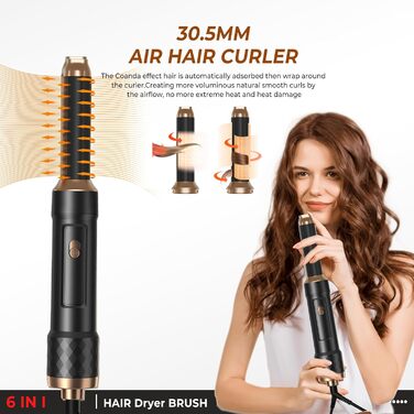 Hairstyler Pro 6-в-1 Atopskins: фен-щітка, локони, об'єм, випрямлення | 1000W