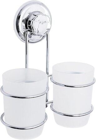 Tatkraft ODR | Toothbrush Holder Wall Mounted, 2 Cups Suction Cup | Easy Tool-Free Installation | Rustproof for the Bathroom | Ideal For: Toothpaste