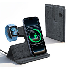 Зарядна станція 3 в 1 Lamicall для iPhone та Apple Watch, сумісна з MagSafe, сіра