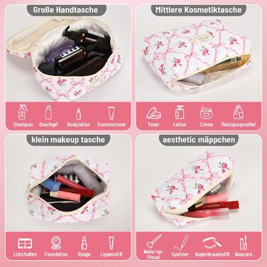 Набір косметичок з квітами для дівчаток, дамські культбагелі, степкова косметичка для макіяжу, бавовняний набір культбагелів, косметичка з бантиком рожевого кольору