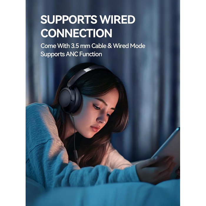 1MORE Sonoflow Pro Бездротові навушники Bluetooth з активним шумопоглинанням, Over-Ear, LDAC, Hi-Res звук, Bluetooth 5.4, 100 годин, зручні, кристально чисті дзвінки (Чорний)