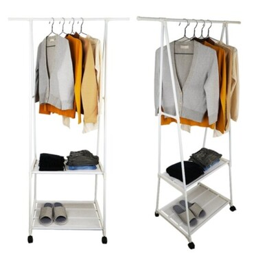 Relaxdays Clothes Rack with Wheels and 2 Shelves