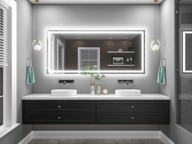 Дзеркало для ванної кімнати TETOTE з підсвічуванням 50x70 см, без рами, LED, сенсорне управління, 3 кольори, регулювання яскравості, функція пам'яті