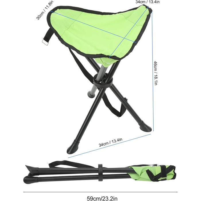 Складаний стілець-табурет, 200 кг, неслизький, стабільний, для відпочинку на природі, риболовлі, кемпінгу, пікніків (зелений)