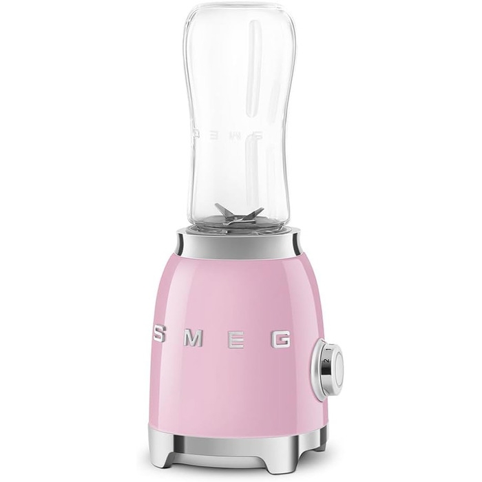 SMEG, Personal Blender PBF01PKEU, 2 speed settings, stainless steel double blade, 2 x 600 ml bottles included, non-slip base, integrated cable management, 300W, Rose