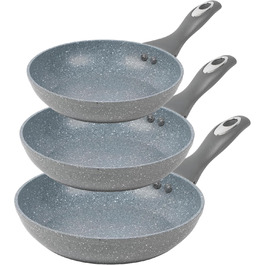 Набір сковорідок SALTER COMBO-6441 (3 шт.) з антипригарним покриттям Marblestone, індукційне дно, нержавіюча сталь, 20/24/28 см, сірий