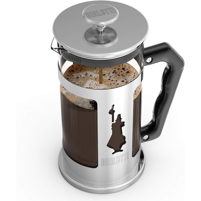 Френч-прес Bialetti Preziosa: нержавіюча сталь, скло Borosilikat, 1 л, 8 чашок