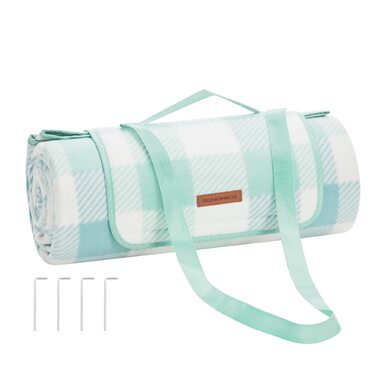 Плед для пікніка SONGMICS з кріпленнями, 200x200 см, водонепроникний, складаний, зелений