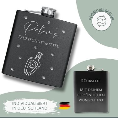 Набір фляг з гравіюванням - персоналізований з іменем - ідеальний подарунок на весілля та для чоловіків - нержавіюча сталь (Дизайн 12)
