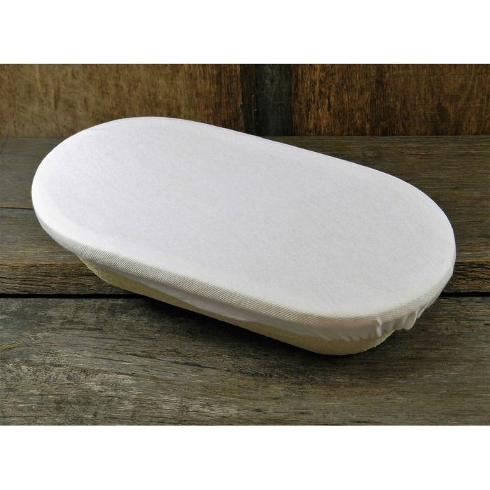 Bread proofing basket, small size, with ribbed pattern and cover, for 1 kg of bread, including information 'perfect bread baking'