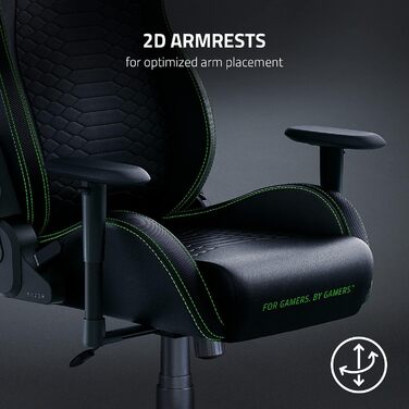 Ігрове крісло Razer Iskur X, ергономічне, багатошарова екошкіра, піна високої щільності, чорний/зелений