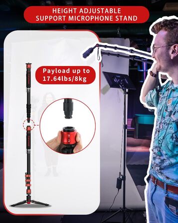 Монопод IFOOTAGE Cobra 3 A180F: штатив-трекінговий стрижень для DSLR/Camcorder, алюміній, 180 см, вантажопідйомність 8 кг