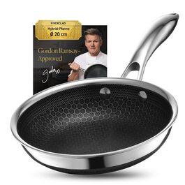 Сковорода HexClad Hybrid Ø 20 см – нержавіюча сталь з сотовою структурою, антипригарне покриття, для всіх плит (індукція), безпечна в духовці та посудомийній машині