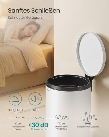 Сміттєвий відер SONGMICS для кухні з кришкою та системою Soft-Close, білий, 30 л