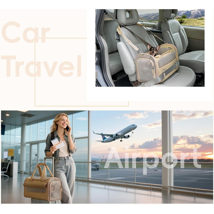 Транспортна переноска для собак та котів, Khaki M: водонепроникна, з антиковзною підкладкою та захистом від вітру