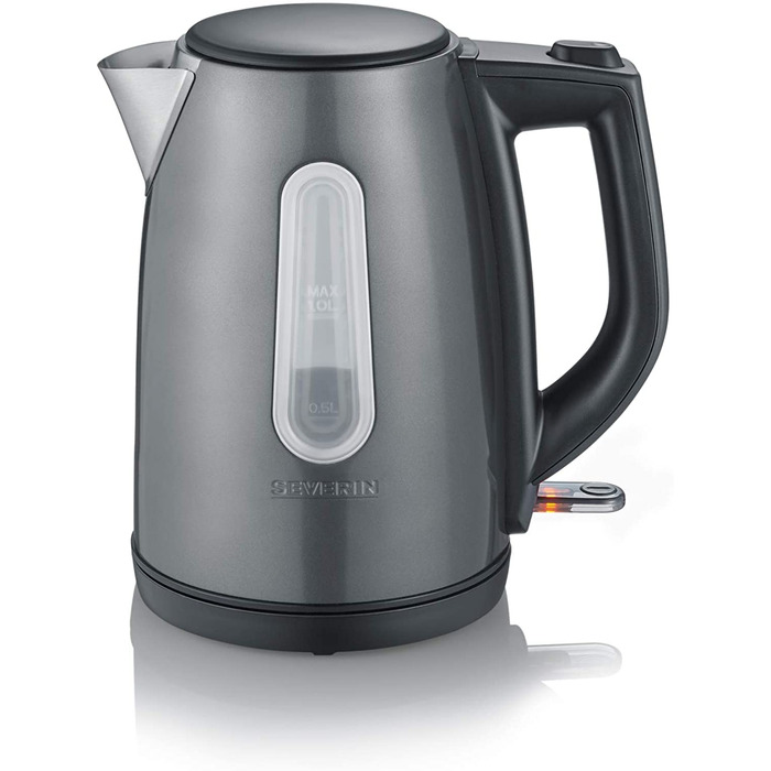 Електричний чайник SEVERIN WK 9540 сірий металік/чорний, 1,0 л, 2200 Вт, Single