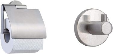 Tiger Boston Stainless Steel Toilet Paper Holder - Wall Mounted, Brushed Finish - Includes Small Boston Hook