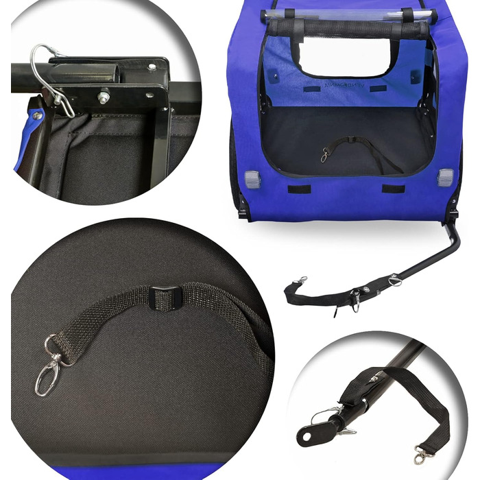 Фаркоп для собак на велосипед, причіп для собак, з прапорцем та ременем, складаний та легкий у зберіганні, кольори: червоний, пісочний, м'ятно-зелений, фіолетово-блакитний, військово-блакитний, військово-зелений (фіолетово-блакитний)