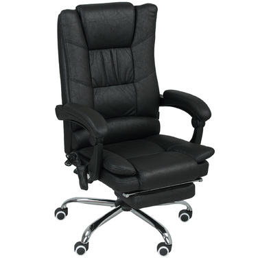 Vinsetto Office Chair with Vibration Massage, Ergonomic Executive Chair with Lumbar Warmer, Reclining Function, Footrest, Adjustable Height Desk Chair, Swivel Chair with Side Pocket, Black | Aosom