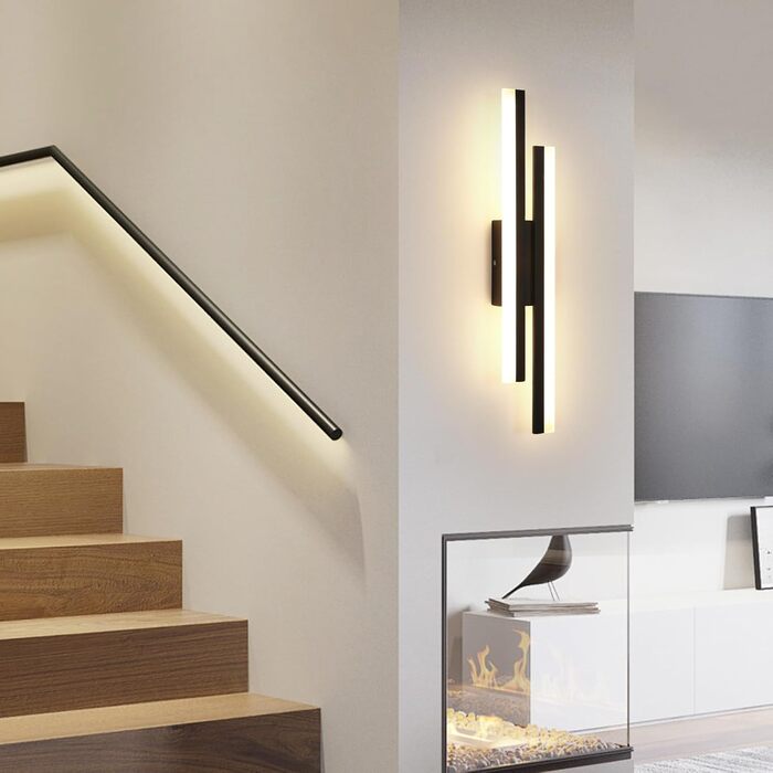 DELIPOP Настінний світильник Wandleuchte, 12W LED, 3 кольори, золото, для спальні, вітальні, коридору, сходинкового майданчика (чорний, 3000K, 48cm)