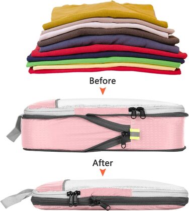 Органайзери для валізи Gonex (6 шт) - набір кубиків для пакування, зелені/рожеві