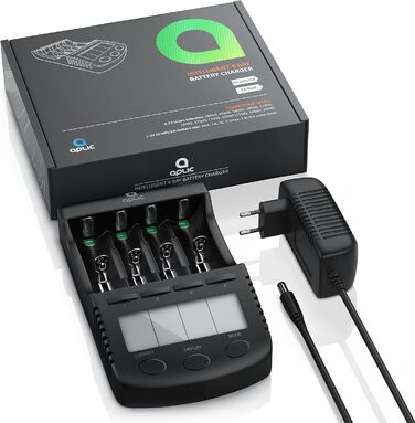 Зарядний пристрій CSL для акумуляторів AA, AAA, 18650 з LCD-дисплеєм та USB-портом