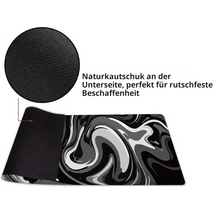 Ігровий килимок для миші Rcege Black & White Abstraction, 1000x500 мм, протиковзкий з прошитими краями