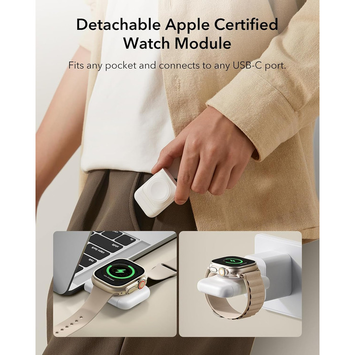 Зарядний станція 3-в-1 ESR для Apple Watch та iPhone з MagSafe, складана, з чохлом (білий)