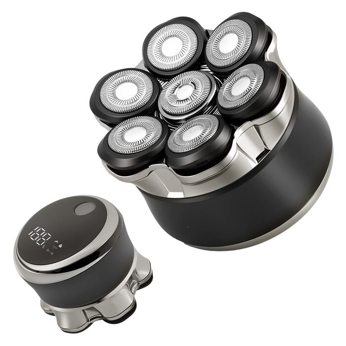 Електричний бритва Carehabi для гоління голови, чоловічий, водонепроникний IPX6, 7D плаваючі головки, LED-дисплей, акумуляторна, для сухого та вологого гоління, для подорожей