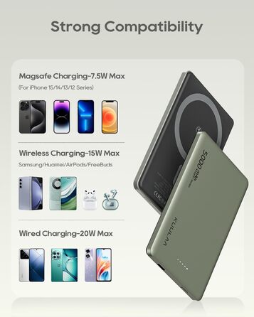 Power Bank Magsafe 5000mAh, 8мм, Gray (5000mAh-Titan) - Швидка зарядка USB-C, Бездротова зарядка