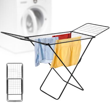 Сушарка для білизни KADAX з крилами, 18/23м, сталева, складна (біла/чорна)