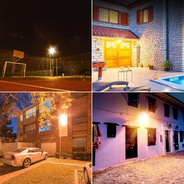 MEIKEE 60W LED Floodlights Outdoor Warm White 2700K 5200LM Super Bright 2 Pack Floodlights IP66 Waterproof Spotlights for Garden, Backyard, Driveway, Doors, Garage, Hallway